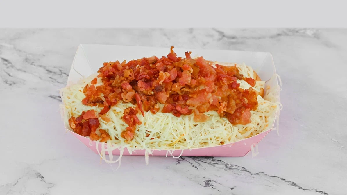 Bacon Dog - Classic hot dog topped with crispy bacon.